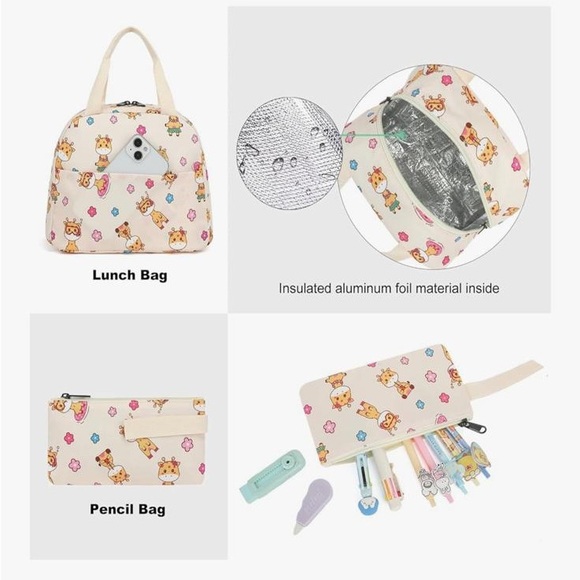 NWOT Giraffe School Backpack Girls, 3Pcs Waterproof Lunch bag pencil case - Picture 5 of 13